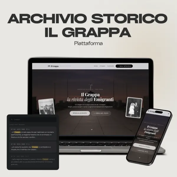 Piattaforma dell'archivio storico della rivista Il Grappa realizzata da MyFast